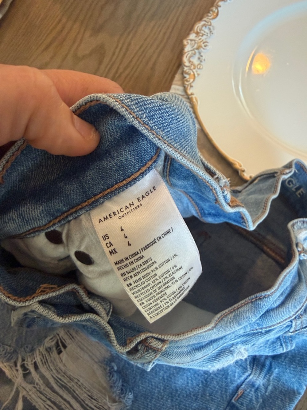 American Eagle Outfitters Light Blue Distressed Denim Cutoff Shorts - Picture 4 of 5